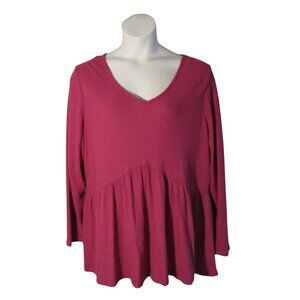 Lane Bryant 22/24 3X Pink Waffle Knit Shirt Top
